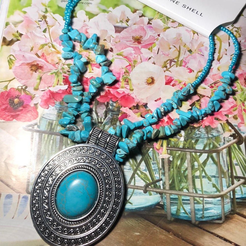 Turquoise & Silver necklace by Color NWT